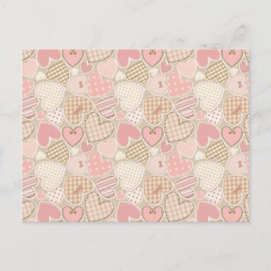 Cute Romantic Hearts Pattern Briefkaart (Voorkant)
