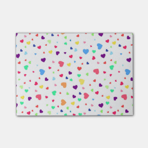 Cute romantic kleurful harten illustration patroon post-it® notes