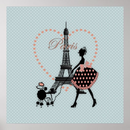 Cute romantic  meisje met Franse poedel Poster (Voorkant)