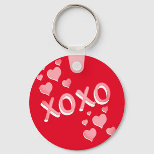 Cute Romantic Red Pink Hearts XOXO Sleutelhanger