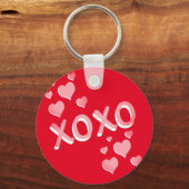 Cute Romantic Red Pink Hearts XOXO Sleutelhanger (Voorkant)