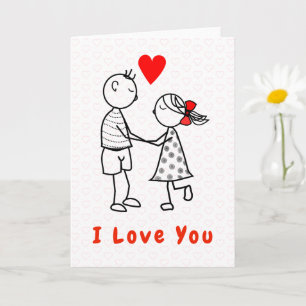Cute Romantisch Paar Ik Hou Van Jou Kaart