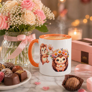 Cute Romantische Egel Espressokop – Bloemenkoppel Mok