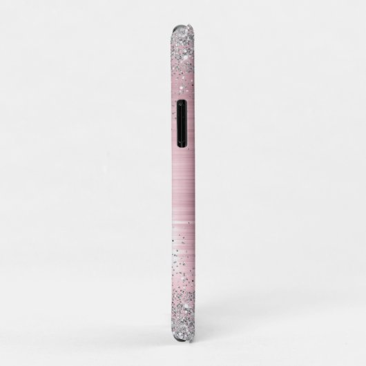 Cute roos blush Silver Faux monogram Case-Mate iPhone Case (Achterkant/rechts)