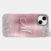 Cute roos blush Silver Faux monogram Case-Mate iPhone Case (Achterkant (horizontaal))