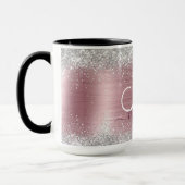 Cute roos blush Silver Faux monogram Mok (Links)