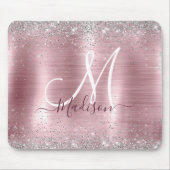 Cute roos blush Silver Faux monogram Muismat (Voorkant)