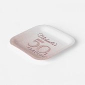 Cute Roos Gold 50 Fabulous Name 50th Birthday Papieren Bordje (Gebogen)