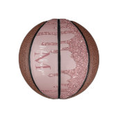 Cute Roos Gold Driving Glitter Monogram Basketbal (Verticaal)