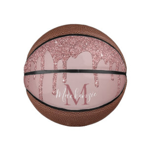 Cute Roos Gold Driving Glitter Monogram Basketbal