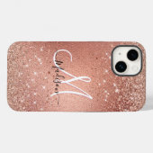 Cute roos gold faux glitter monogram Case-Mate iPhone case (Achterkant (horizontaal))