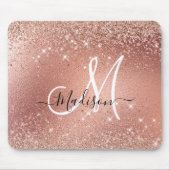Cute roos gold faux glitter monogram muismat (Voorkant)