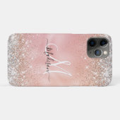 Cute roos gold faux zilverglitter monogram Case-Mate iPhone case (Achterkant (horizontaal))