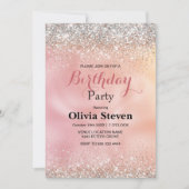 Cute roos gold faux zilverglitter monogram kaart (Voorkant)