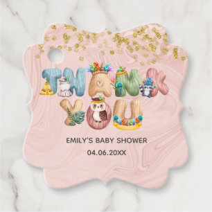 Cute Roos Gold Marble Baby shower Animal Bedankt Bedankjes Labels