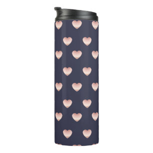 Cute Roos Gold Pink Shiny Hearts Patroon Thermosbeker