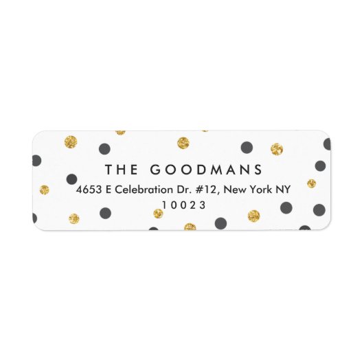 Cute Roos Gold Polka Dots Return Address Labels (Voorkant)