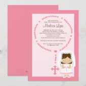 Cute Rosary First Communitation Girl Pink Kaart (Voorkant / Achterkant)