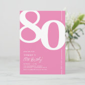 Cute rose 80th Birthday Party Invitation (Debout devant)