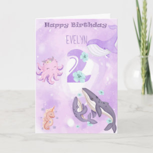 Cute Rose Animaux 2e carte d'anniversaire