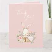 Cute rose Aquarelle Bunny Baby shower C Merci (Devant)