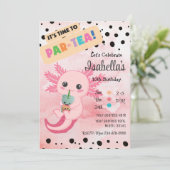 Cute rose Axolotl Boba Thé Anniversaire Invitation (Debout devant)