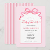 Cute Rose Bow Baby girl Baby shower Invitation (Devant / Derrière)