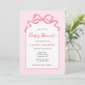 Cute Rose Bow Baby girl Baby shower Invitation (Debout devant)