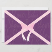 Cute Rose Bow Baby Girl Douche Violet Invitation (Dos)
