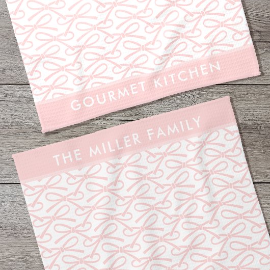 Cute Rose Bow Nom Personnalisé Serviettes de cuisi