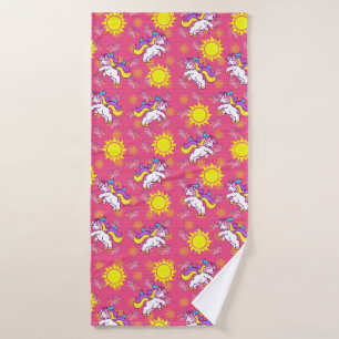 Cute rose chaud Sunny Unicorn Design Motif