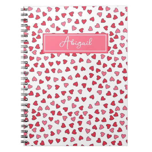 Cute Rose & Coeurs rouges Motif Carnet pour enfant (Devant)