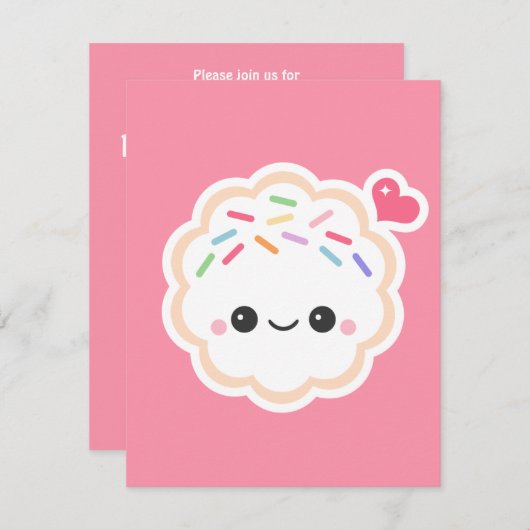 Cute Rose Cookie Anniversaire Invitations (Devant / Derrière)