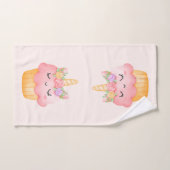 Cute rose Cupcake Unicorn avec Rose (Serviette à main)