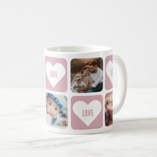 Cute Rose Custom Photo Log Mug with Hearts (Devant droit)