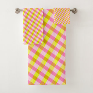 Cute rose et jaune Plaid Motif