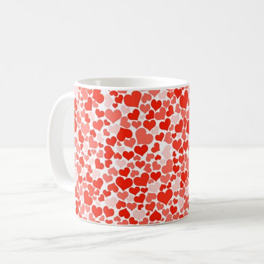 Cute rose et rouge Coeurs Mug (Devant gauche)