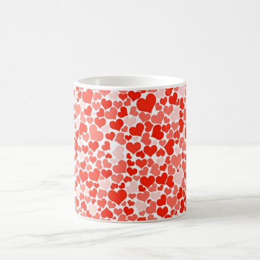 Cute rose et rouge Coeurs Mug (Centre)