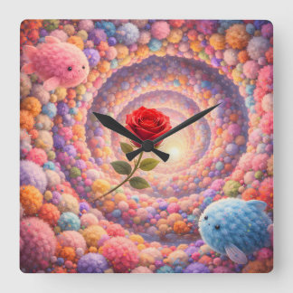 Cute Rose Fantasy Kids Room Wall Clock Decor Vierkante Klok
