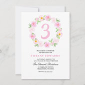 Cute rose Floral Wreath Enfants Invitation d'anniv (Devant)