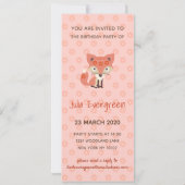 Cute Rose Fox 7e Invitation anniversaire (Dos)