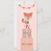 Cute Rose Fox 7e Invitation anniversaire (Devant)