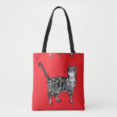 Cute Rose Girls Rouge Tabby Chat Sac fourre-tout d (Devant)