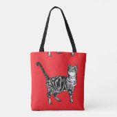 Cute Rose Girls Rouge Tabby Chat Sac fourre-tout d (Dos)