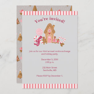 Cute Rose Grey Gingerpain Candy Invitation