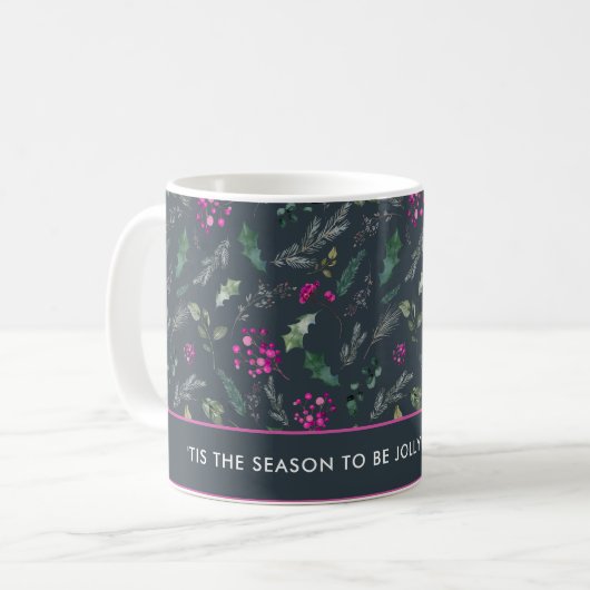 Cute rose Holly Christmas Mug (Devant gauche)