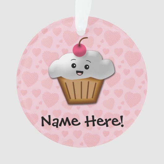 Cute Rose Kawaii Joyeux Visage Filles Cupcake (devant)