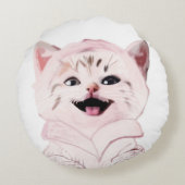 Cute Rose Kitten "I Love You" Coussin rond (Dos)
