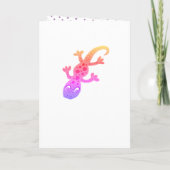 Cute Rose Rainbow Lizard Gecko Bonne carte d'anniv (Dos)