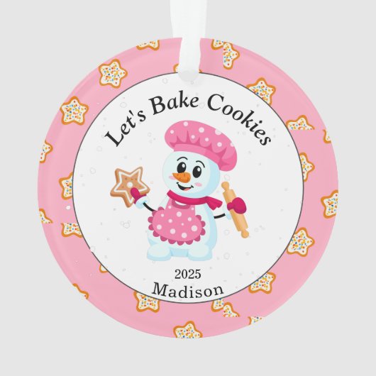 Cute Rose Snowman Cookie Baker Nom Noël (dos)